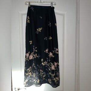Emma James Elegant Black Floral Maxi Skirt